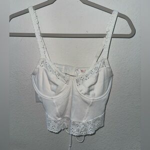 Colsie White Lace Trim Top